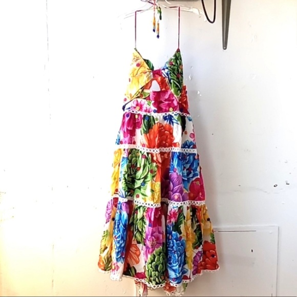New Farm Rio Rainbow Chita Flower midi dress sz XL This dress is a show stopper! - Picture 6 of 15